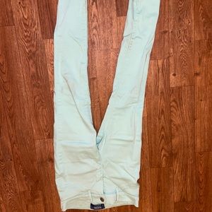 Teal colored jeans